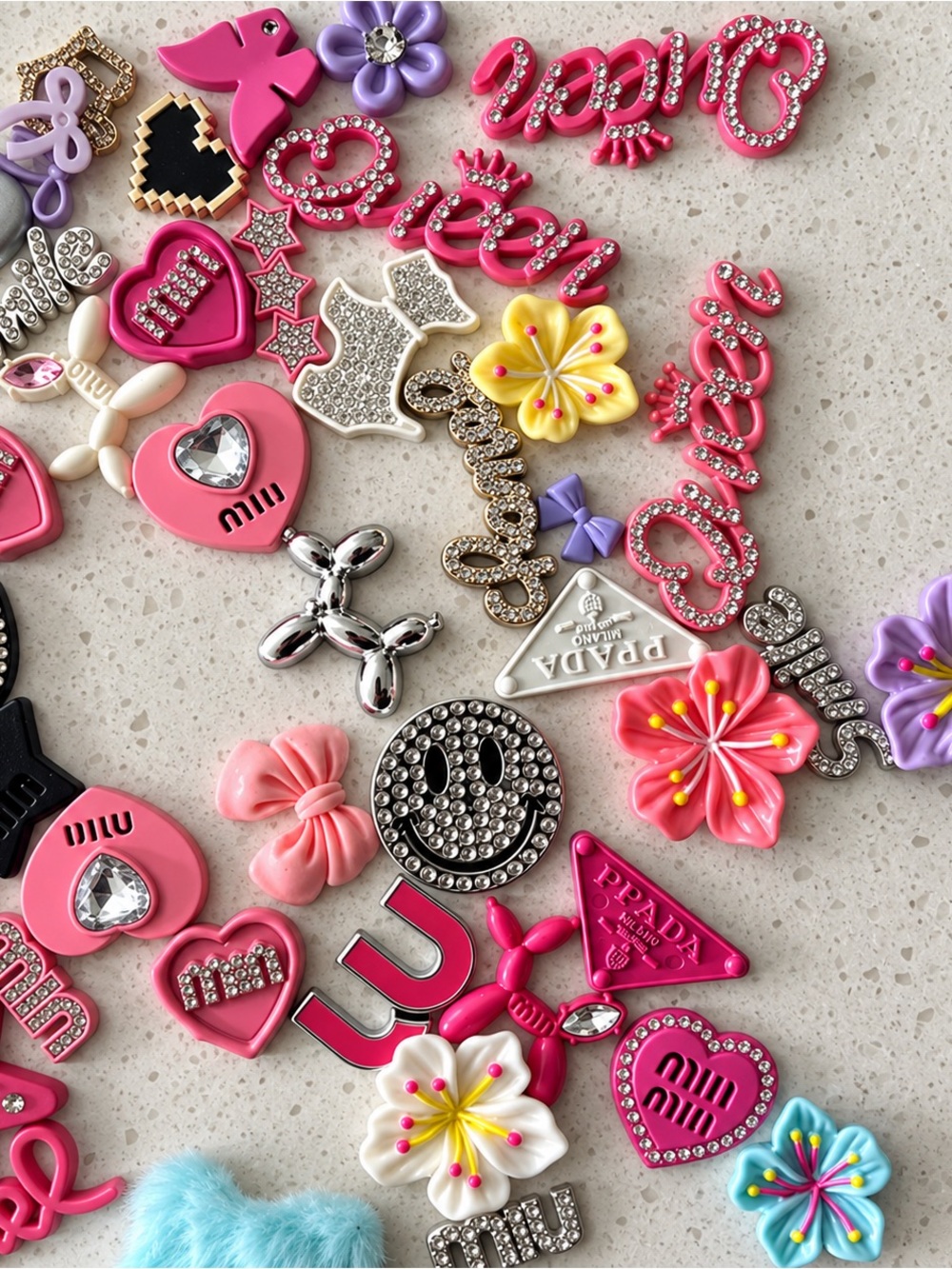 Kids Decorative Charms - Pink Flower & Heart Mix
